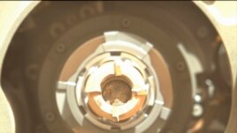 This Wednesday, Sept. 1, 2021 photo made available by NASA shows the first rock sample for return to Earth, obtained by the Mars Perseverance rover. (NASA/JPL-Caltech/ASU via AP)