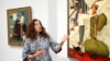 Heritage Auction's Aviva Lehmann shows paintings in Dallas, Texas, on Oct. 17, 2024, that are among works from the Boy Scouts of America's art collection that are going up for auction to help compensate tens of thousands of people who were sexually abused while in scouting.