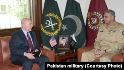 U.S. National Security Adviser H.R. McMaster meets with Pakistan army chief Gen Qamar Javed Bajwa, April 17.