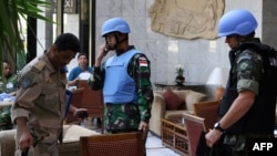 Members of the UN Supervision Mission in Syria in Damascus