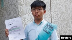 香港众志秘书长黄之锋参选香港南区海怡西区议会选举候选人。（2019年10月4日）