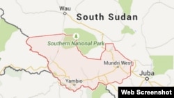 Map of Western Equatoria state in South Sudan. 