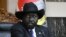 South Sudanese President Salva Kiir attends a press conference on Feb. 15, 2020 in Juba. 