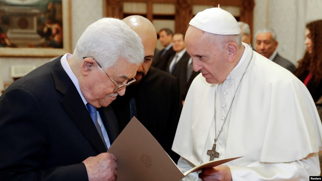 Palestinian President Mahmoud Abbas meets with Pope Francis at the Vatican, Dec. 3, 2018.