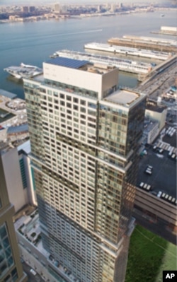 Solar panels have been installed on the roof of The Atelier, a 47-story luxury condominium complex in New York City.