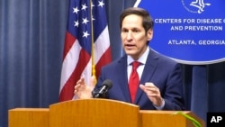 FILE - Dr. Tom Frieden, director of the U.S. Centers for Disease and Control (CDC), holds a media briefing, Sept. 2, 2014.
