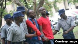 Occupy Africa Leaders Itai Dzamara (left) and Tichaona Danho (right) being detained by Zimbabwe Republic Police. File photo.