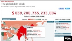 Đồng hồ nợ công của Việt Nam theo tuần báo The Economist.