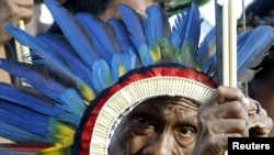 An elderly member of Brazil's Surui Nation. Researchers found the Surui bear a genetic relationship to indigenous peoples of Australia and New Guinea.