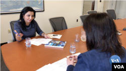 Nadine Maenza, USCIRF, talks to VOA's Navbahor Imamova, Washington, Oct 17, 2019