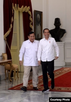 Presiden Joko Widodo dan Prabowo Subianto, Kamis sore, 11 Oktober 2019 kembali bertemu di Istana Merdeka, Jakarta. (Foto courtesy: Setpres RI)