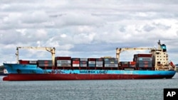 The U.S.-flagged Maersk Alabama, leaving the Port of Mombasa, Kenya (file photo - April 22, 2009)