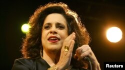 FILE - Brazilian singer Gal Costa performs at the music festival "B-estival" in Barcelona July11, 2006.
