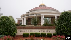 The entrance to Tuskegee University is seen, Nov. 11, 2024, in Tuskegee, Alabama. 