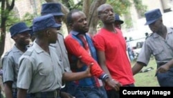 FILE: Occupy Africa Leaders Itai Dzamara (left) and Tichaona Danho (right) detained by police