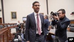 CEO Google Sundar Pichai di Gedung Capitol, Washington, D.C., 11 Desember 2018.