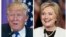 FILE - Republican U.S. presidential candidate Donald Trump (l), in Palm Beach, Fla., and Democratic presidential candidate Hillary Clinton in Miami, at their respective Super Tuesday campaign events, March 1, 2016.  