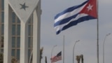 Flags of the U.S. and Cuba fly outside the U.S. embassy in Havana, Cuba, Jan.14, 2025.