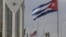 Flags of the U.S. and Cuba fly outside the U.S. embassy in Havana, Cuba, Jan.14, 2025.