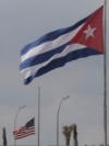 Flags of the U.S. and Cuba fly outside the U.S. embassy in Havana, Cuba, Jan.14, 2025.