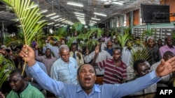 Palm Sunday mass at the Full Gospel Bible Fellowship Church in Dar es Salaam, Tanzania, on April 5, 2020.