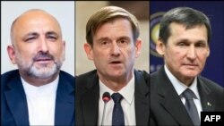 Chapdan Afg'oniston Tashqi ishlar vaziri Hanif Atmar, AQSh Davlat kotibining Siyosiy masalalar bo'yicha muovini Deyvid Heyl va Turkmaniston Tashqi ishlar vaziri Rashid Meredov 