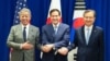 美国国务卿马尔科·卢比奥、日本外务大臣岩屋毅和韩国外交部长赵显在出席联合国大会之际在纽约市举行三边会晤。(2025年9月22日)