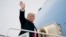 President Donald Trump boards Air Force One at Andrews Air Force Base, Maryland, Jan. 8, 2018, to travel to Nashville, Tennessee, to speak at the American Farm Bureau Federation's Annual Convention. 