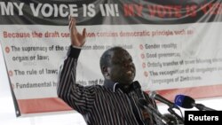 Zimbabwe's Movement for Democratic Change leader and Prime Minister Morgan Tsvangirai speaks in support for the country's draft constitution in Harare, September 8, 2012. 