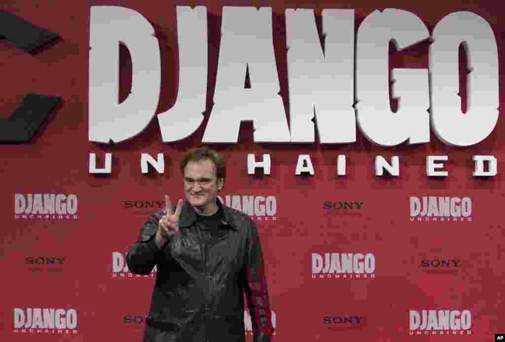 Director Quentin Tarantino arrives for the German premiere of the movie "Django Unchained" in Berlin, Germany, January 8, 2013. 