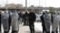 Members of the police stand guard during an anti-government protest in Tunis, Tunisia, Jan. 26, 2021. 