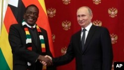 UMongameli Emmerson Mnangagwa loMongameli Vladmir Putin