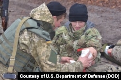 First aid is among the front-line skills taught by U.S. Army personnel at the International Peacekeeping and Security Center in western Ukraine.