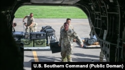 U.S. military service members of Joint Task Force-Bravo, in preparation to support earthquake relief efforts in Venezuela.