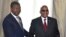 In this photo supplied by South African Communication and Information Services (GCIS), Angolan President Joao Lourenco, left, and his South African counterpart Jacob Zuma, meet in Luanda, Angola, Nov. 21 2017. 