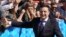 Ukrainian President-elect Volodymyr Zelenskiy greets supporters before inauguration ceremony in Kyiv, Ukraine, May 20, 2019.