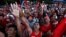 FILE - Supporters of Myanmar's pro-democracy figurehead Aung San Suu Kyi gather outside National League for Democracy headquarters (NLD) in Yangon, Myanmar, Nov. 9, 2015. 