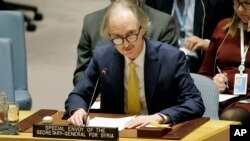 Geir Pedersen, The United Nations Special Envoy for Syria, speaks during a Security Council meeting at U.N. headquarters, Feb. 28, 2019. 