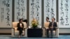 Menteri Perdagangan AS Gina Raimondo (kiri), berbicara dalam pertemuan dengan Sekretaris Partai Shanghai Chen Jining, di Shanghai, China, Rabu, 30 Agustus 2023. (AP/Andy Wong) Pool)