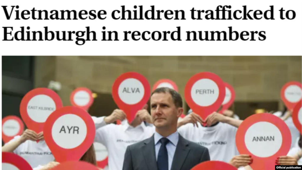 Trang mạng scotsman.com hôm 18/9 có bài tường thuật rằng cảnh sát Edinburgh đã phát hiện 16 trẻ vị thành niên Việt lang thang tại phi trường hoặc trên các đường phố của thủ đô Edinburgh xứ Scotland.