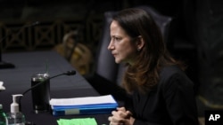 President-elect Joe Biden’s pick for national intelligence director Avril Haines speaks during a confirmation hearing before the Senate intelligence committee on Tuesday, Jan. 19, 2021, in Washington. (Joe Raedle/Pool via AP)
