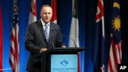 El primer ministro de Nueva Zelanda, John Key, habló a los delegados en la firma del acuerdo TPP, en Auckland, el jueves, 4 de febrero de 2016.