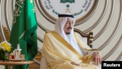Saudi Arabia's King Salman bin Abdulaziz Al-Saud is seen during the 29th Arab Summit in Dhahran, Saudi Arabia, Apr. 15, 2018. (Courtesy of Saudi Royal Court/Handout via Reuters)