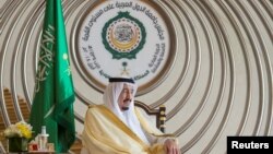 Saudi Arabia's King Salman bin Abdulaziz Al-Saud is seen during the 29th Arab Summit in Dhahran, Saudi Arabia, Apr. 15, 2018. (Courtesy of Saudi Royal Court/Handout via Reuters)