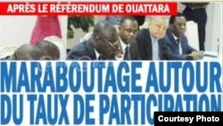 La Une du journal ivoirien Le Quotidien, en Côte d'Ivoire, le 2 novembre 2016.