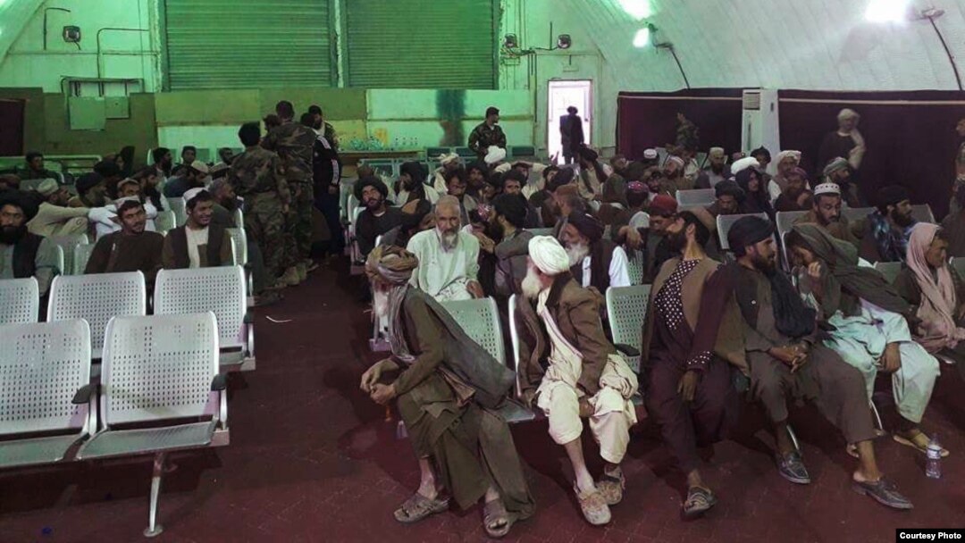 Prisoners freed during an Afghan Special Forces raid on Taliban prisons in Helmand province. (MOD) 