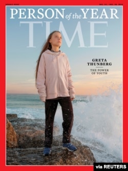 Time cover features Swedish teen climate activist Greta Thunberg named the magazine's Person of the Year for 2019 in this undated handout.