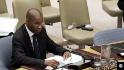 Youssoufou Bamba, UN Ivory Coast Ambassador speaking at Security Council, Jul 26, 2012 (UN photo)