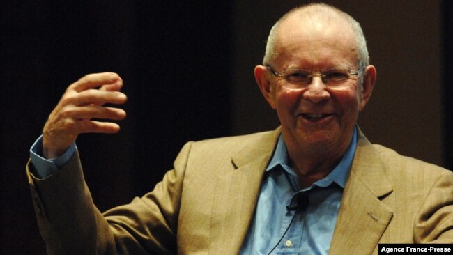 FILE: Acclaimed African-born author Wilbur Smith shares his experiences atf the International Festival of Literature in Dubai, Feb. 27, 2009.