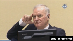 Ratko Mladić na početku izrivanja presude u Haškom tribunalu.